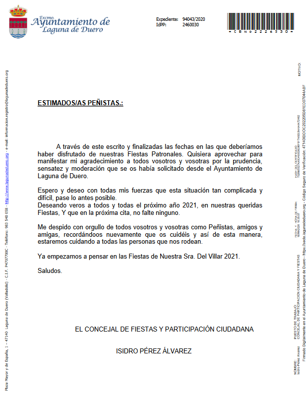 Comunicado Isidro